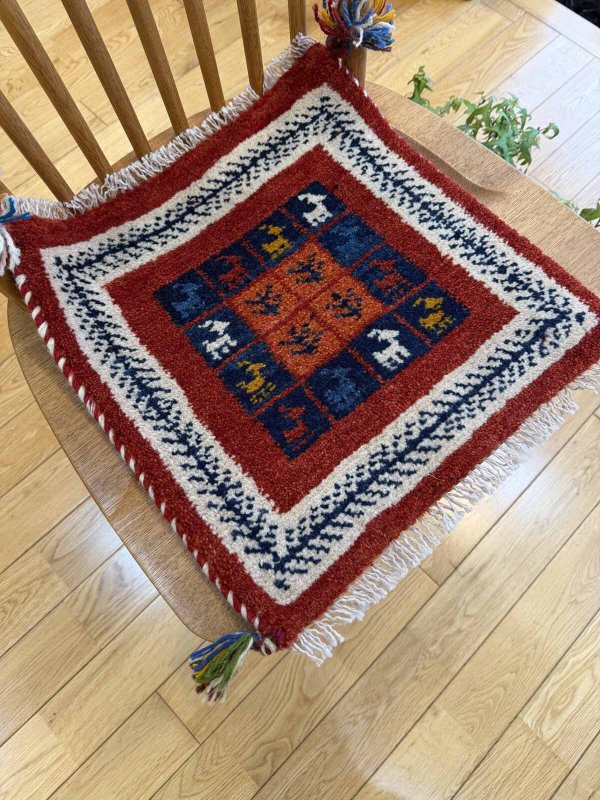 画像6: ギャッベ/座布団サイズ40×40cm（フリンジ・ボンボリあり） (6)