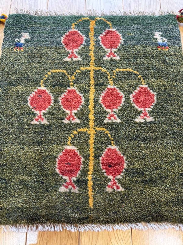 画像2: ギャッベ/座布団サイズ42×39cm（フリンジ・ボンボリあり） (2)