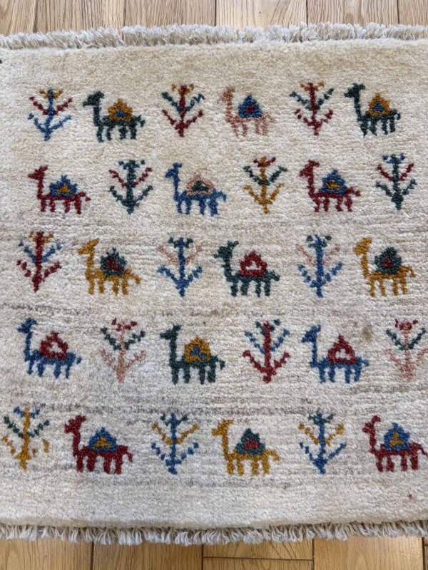 画像2: ギャッベ/座布団サイズ42×44cm（フリンジ・ボンボリあり） (2)