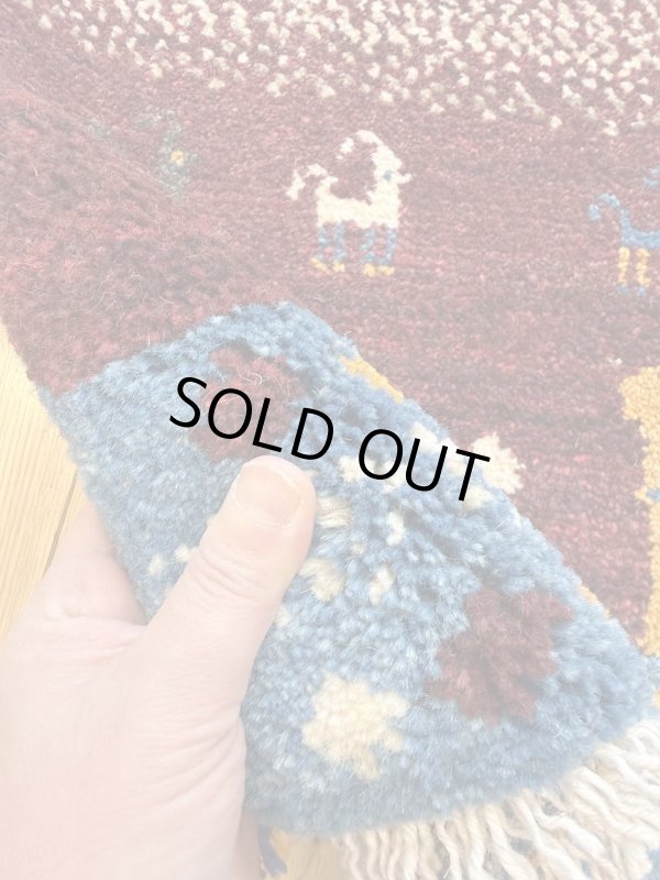 画像4: ギャッベ/座布団サイズ45×43cm（フリンジ・ボンボリあり） (4)