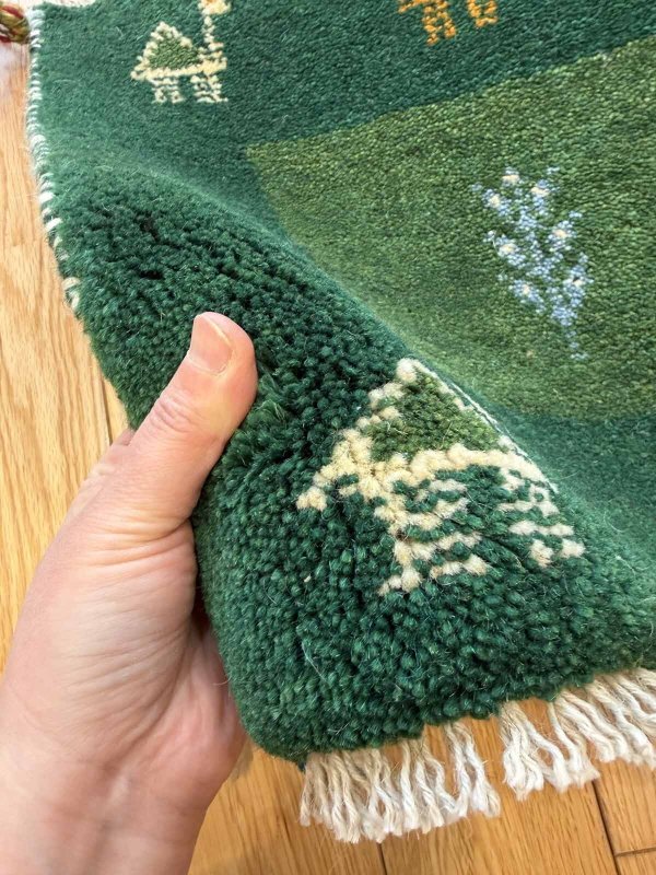 画像4: ギャッベ/座布団サイズ41×45cm（フリンジ・ボンボリあり） (4)