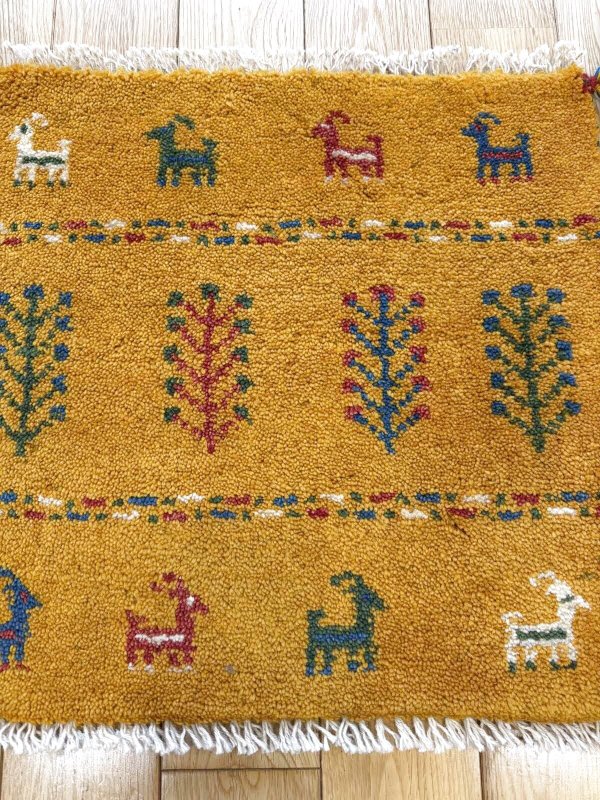 画像2: ギャッベ/座布団サイズ40×43cm（フリンジ・ボンボリあり） (2)