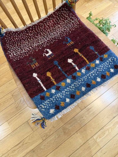 画像3: ギャッベ/座布団サイズ45×43cm(フリンジ・ボンボリあり)