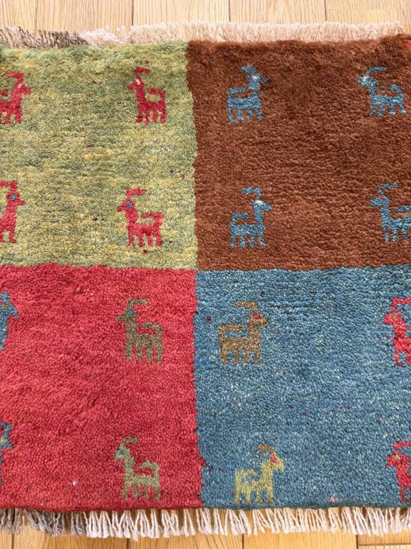 画像2: ギャッベ/座布団サイズ39×40cm（フリンジ・ボンボリあり） (2)