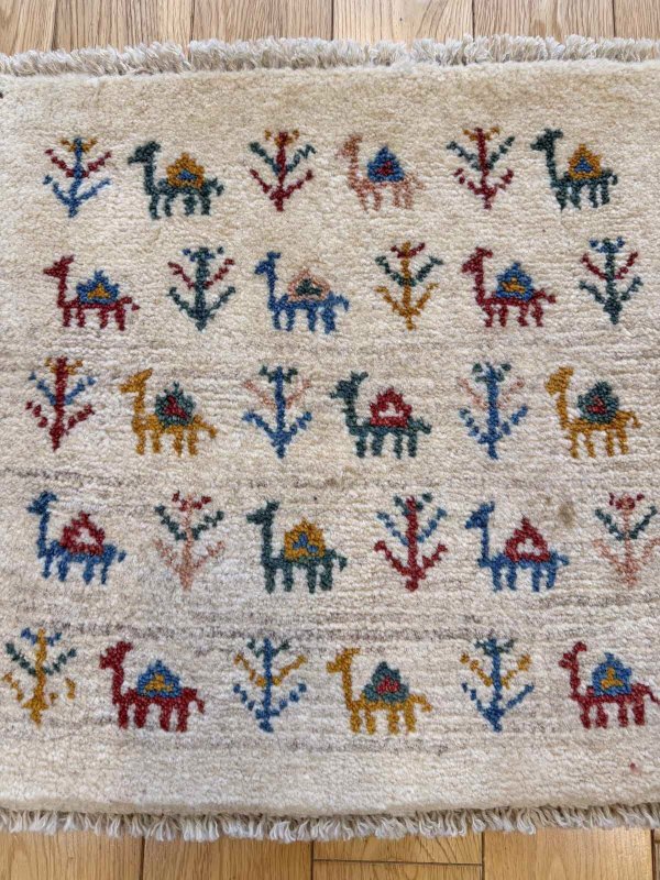 画像2: ギャッベ/座布団サイズ42×44cm（フリンジ・ボンボリあり） (2)