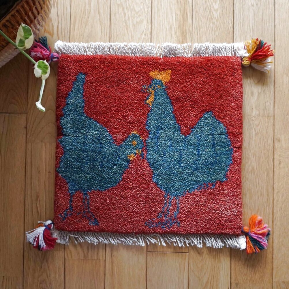 ギャッベ/座布団サイズ38×40cm（フリンジ・ボンボリあり