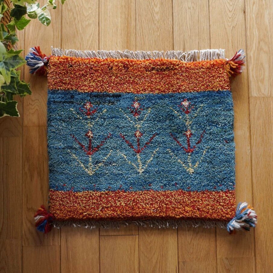 ギャッベ/座布団サイズ37×44cm（フリンジ・ボンボリあり